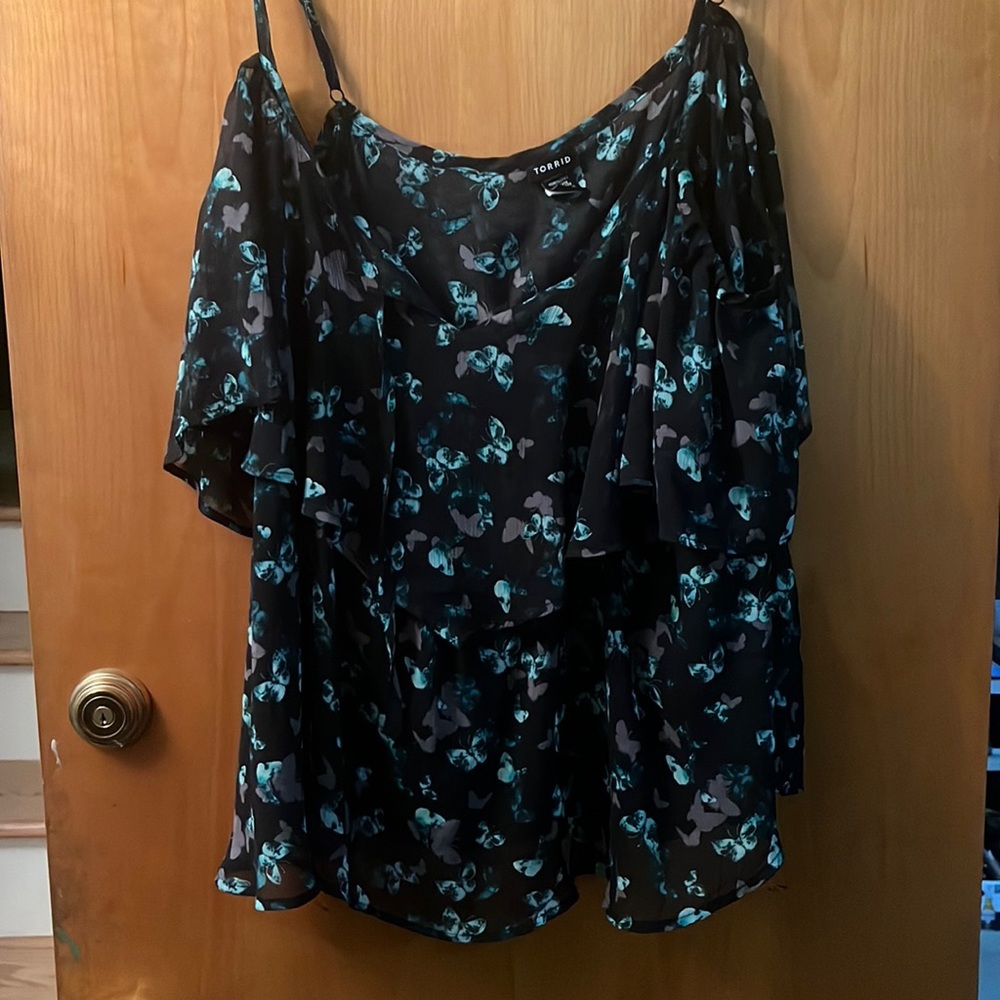 Torrid blue butterfly shirt